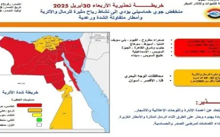 الأرصاد: منخفض جوى خماسينى يصاحبه نشاط رياح مثيرة للرمال والأتربة الأربعاء
