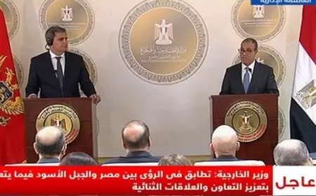 خلال مؤتمر صحفى.. وزير الخارجية يؤكد وجود إرادة سياسية لدى مصر لدفع العلاقات مع الجبل الأسود