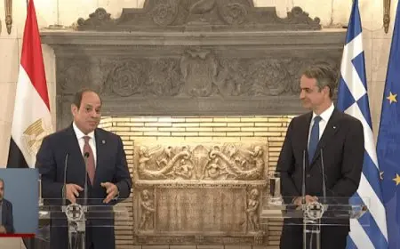 الرئيس السيسى يشيد بالمشاورات الناجحة والبناءة مع رئيس وزراء اليونان