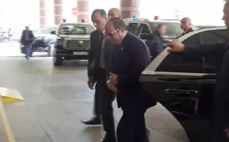 الرئيس السيسى يصل إلى مقر إقامته بالعاصمة الروسية للمشاركة فى احتفالات عيد النصر
