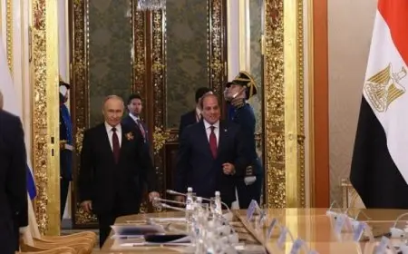 السيسى وبوتين يتفقان على السعى لزيادة أعداد السائحين الروس القادمين إلى مصر