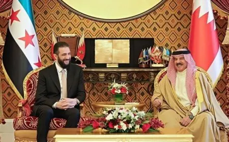 ملك البحرين يستقبل الشرع فى أول زيارة رسمية له إلى المملكة