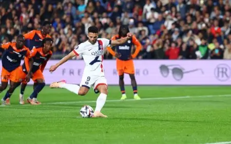 سجل راموس ثلاثية سريعة تقود باريس سان جيرمان للانتصار على مونبلييه