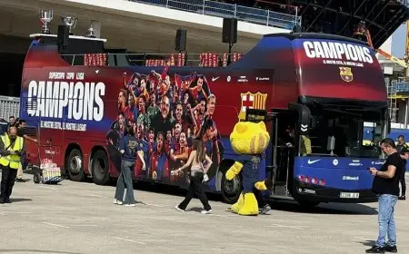 بث مباشر.. احتفالات برشلونة بلقب الليجا