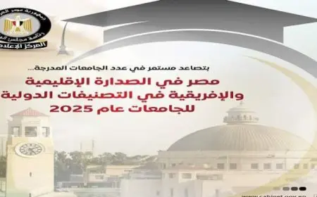 بالإنفوجراف: مجلس الوزراء: مصر فى الصدارة الإقليمية والإفريقية فى التصنيفات الدولية للجامعات لعام 2025