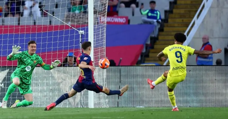 فياريال يعيق احتفالات برشلونة بعد هزيمته في مونتجويك