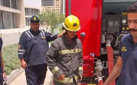 اختبار أنظمة الحريق في منطقة الأعمال المركزية بالعاصمة من قبل الحماية المدنية