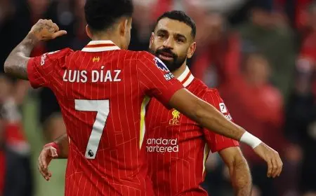 تدخل قوي من محمد صلاح ضد دياز في تدريبات ليفربول