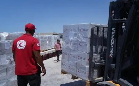 الهلال الأحمر المصري يرسل قافلة مساعدات ثانية إلى غزة محملة بـ 1500 طن من المواد الغذائية