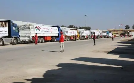 شاحنات المساعدات تتواصل في دخول غزة عبر كرم أبو سالم لليوم الخامس على التوالي