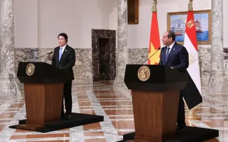 رئيس فيتنام يعبر عن تقديره لوساطة مصر لإنهاء الصراع في غزة ويؤكد دعم方案 حل الدولتين