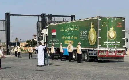 وصول القافلة الحادية عشرة من بيت الزكاة والصدقات إلى سكان غزة لدعمهم في الأوقات الصعبة