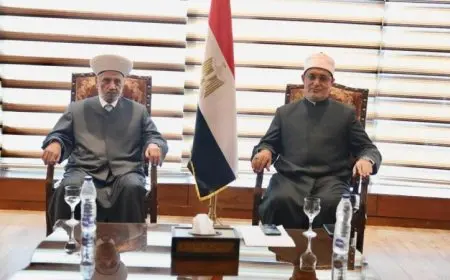 عياد يستضيف قاضي قضاة فلسطين ومفتيي أذربيجان ولبنان ورئيس مجلس إفتاء كينيا في لقاء هام