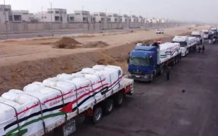 انطلاق القافلة الـ 13 من المساعدات المصرية نحو غزة لدعم المتضررين
