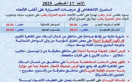 توقعات الطقس غدا استمرار انخفاض الحرارة وأمطار خفيفة والعظمى في القاهرة 35 درجة