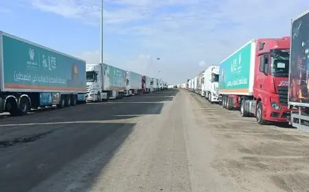 قافلة المساعدات الإنسانية الثانية والعشرون تصل إلى فلسطين في قطاع غزة