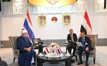 مفتي الجمهورية يلتقي رئيس البرلمان التايلاندي ويشدد على دعم مصر لقضية فلسطين