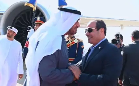 الرئيس السيسي يرحب برئيس الإمارات لدى وصوله مطار العلمين