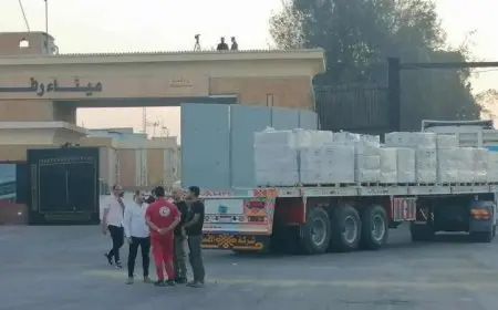 عبور 20 شاحنة إماراتية عبر كرم أبو سالم نحو غزة بالتنسيق مع مصر