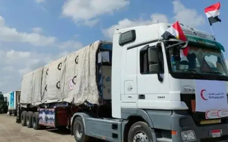 شاحنات المساعدات تغزو قطاع غزة ب134 شاحنة عبر ميناء رفح البري