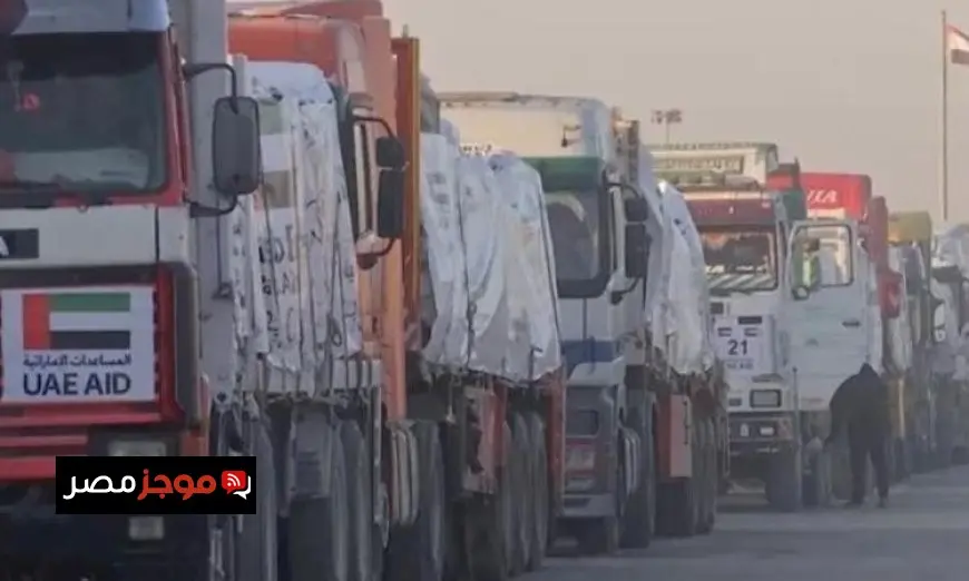 دخول 45 شاحنة مساعدات إنسانية إماراتية إلى معبر كرم أبو سالم استعدادا لدعم غزة