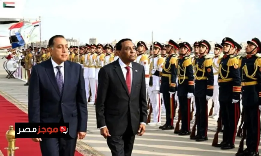 استقبال رئيس الوزراء المصري لنظيره السوداني في مطار القاهرة الدولي