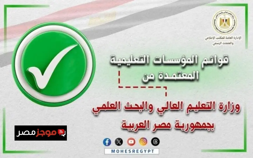 نظام التعليم العالي في مصر يكشف عن القوائم المحدثة للمؤسسات المعتمدة