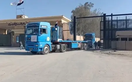 قافلة المساعدات الإنسانية السابعة والعشرون تصل إلى غزة عبر معبر رفح لتخفيف معاناة الفلسطينيين