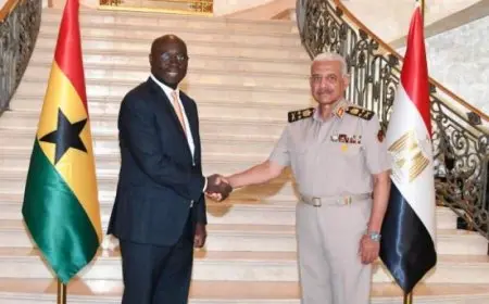 وزير الدفاع يتبادل اللقاء مع نظيره الغاني لتعزيز التعاون العسكري المشترك بالفيديو والصور