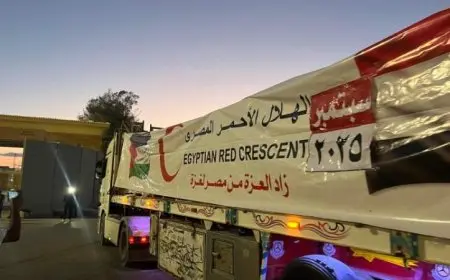 الهلال الأحمر يطلق قافلة زاد العزة 33 محملة بـ 2800 طن من المساعدات الإنسانية إلى غزة