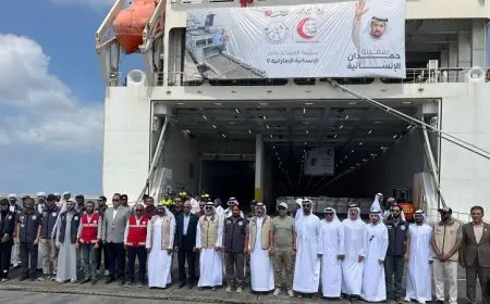 ميناء العريش يستقبل سفينة حمدان الإماراتية المحملة بمساعدات إنسانية لغزة بالصورة