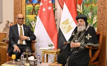 استقبال البابا تواضروس لرئيس سنغافورة في المقر البابوي يعكس تعزيز العلاقات الدولية