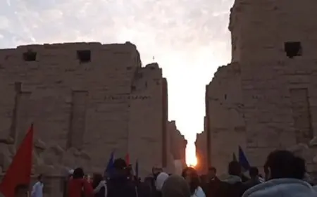 الشمس تتعامد على معابد الكرنك بالأقصر فى يوم الاعتدال الخريفى