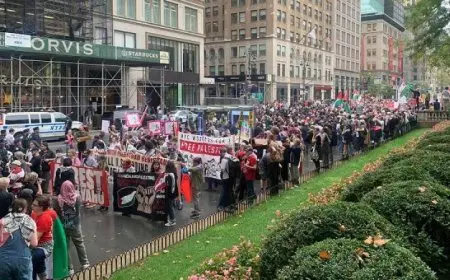 مظاهرات ضخمة في نيويورك تطالب بوقف الحرب في غزة أثناء خطاب نتنياهو