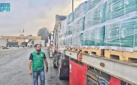 مساعدات إغاثية سعودية جديدة تصل قطاع غزة عبر منفذ رفح صور