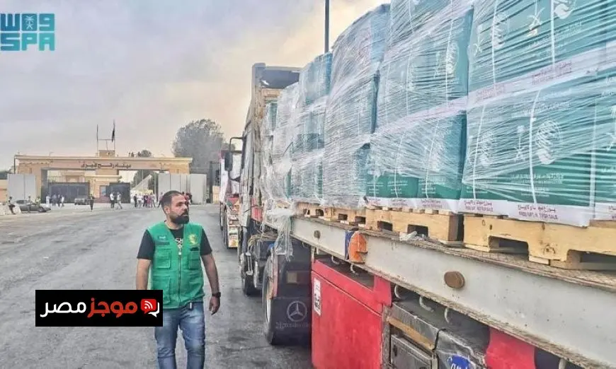 مساعدات إغاثية سعودية جديدة تصل قطاع غزة عبر منفذ رفح صور