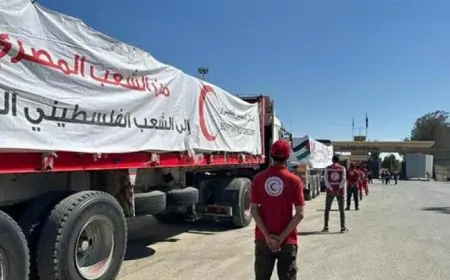 المساعدات الإنسانية لغزة 600 شاحنة تدخل يوميا وفق الاتفاق مع جيش الاحتلال