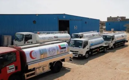 وكالة الإمارات للمساعدات تدعم سكان قطاع غزة بإرسال صهاريج مياه لتخفيف معاناتهم