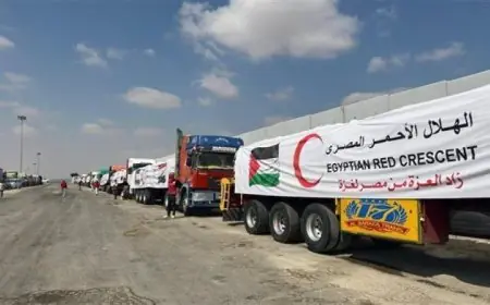 شاحنات المساعدات الإنسانية تصل إلى خان يونس في قطاع غزة لدعم العائلات المتضررة