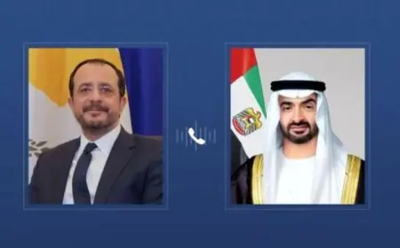 رئيسا الإمارات وقبرص يشرعان في تعزيز الالتزام بوقف إطلاق النار في غزة