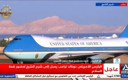 الرئيس الأمريكي دونالد ترامب يصل مطار شرم الشيخ للمشاركة في قمة السلام العالمية