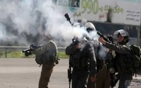 قوات الاحتلال تستخدم قنابل الصوت والغاز ضد الفلسطينيين غرب الخليل