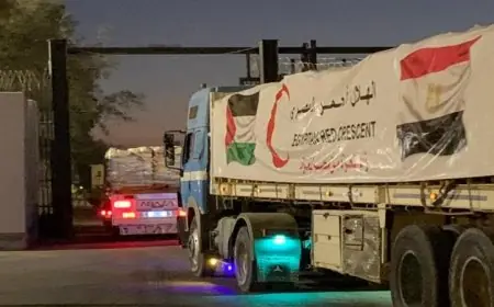 الهلال الأحمر المصري يعلن وصول 10 آلاف طن من المساعدات إلى غزة عبر قافلة زاد الـ 58