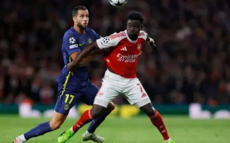 نهاية الشوط الأول بين أرسنال وأتلتيكو مدريد بدون أهداف في دوري أبطال أوروبا