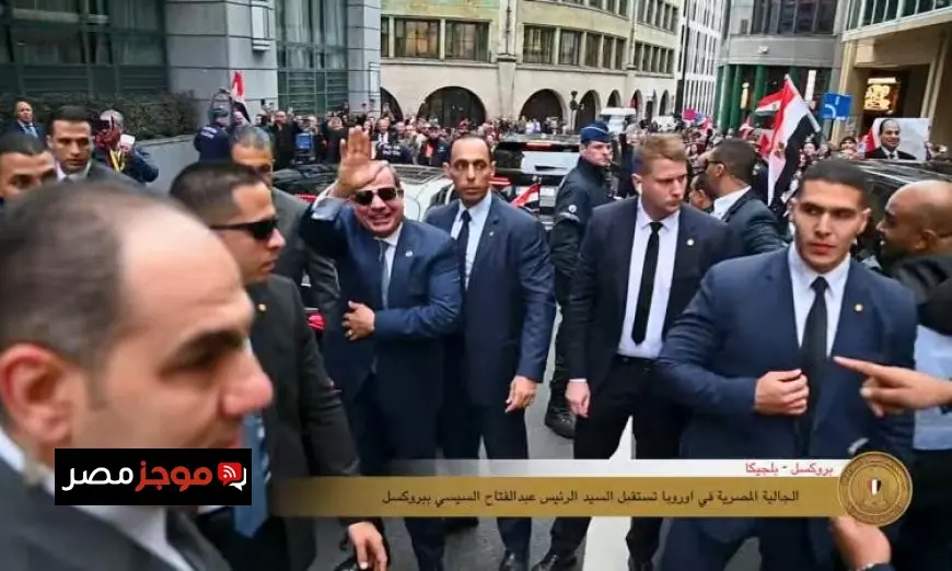 الجاليات المصرية في أوروبا تستقبل الرئيس السيسي بحرارة عند وصوله إلى بروكسل