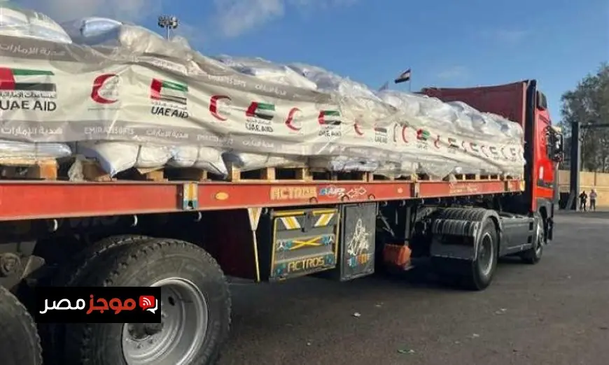 30 شاحنة مساعدات إماراتية تصل إلى قطاع غزة عبر معبر رفح