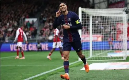 حكيمي يتألق ويقود باريس سان جيرمان لتحقيق فوز مثير على بريست في الدوري الفرنسي