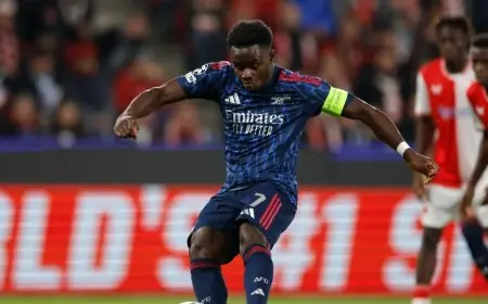 إنجاز تاريخي مذهل لبوكايو ساكا مع أرسنال في دوري أبطال أوروبا