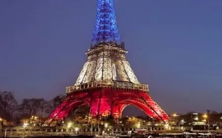 برج إيفل يتألق بألوان العلم الفرنسي في ذكرى هجمات 13 نوفمبر 2015