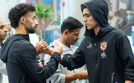 لاعبو الأهلي يتجهون إلى مطار القاهرة في موعد رحلتهم إلى الإمارات